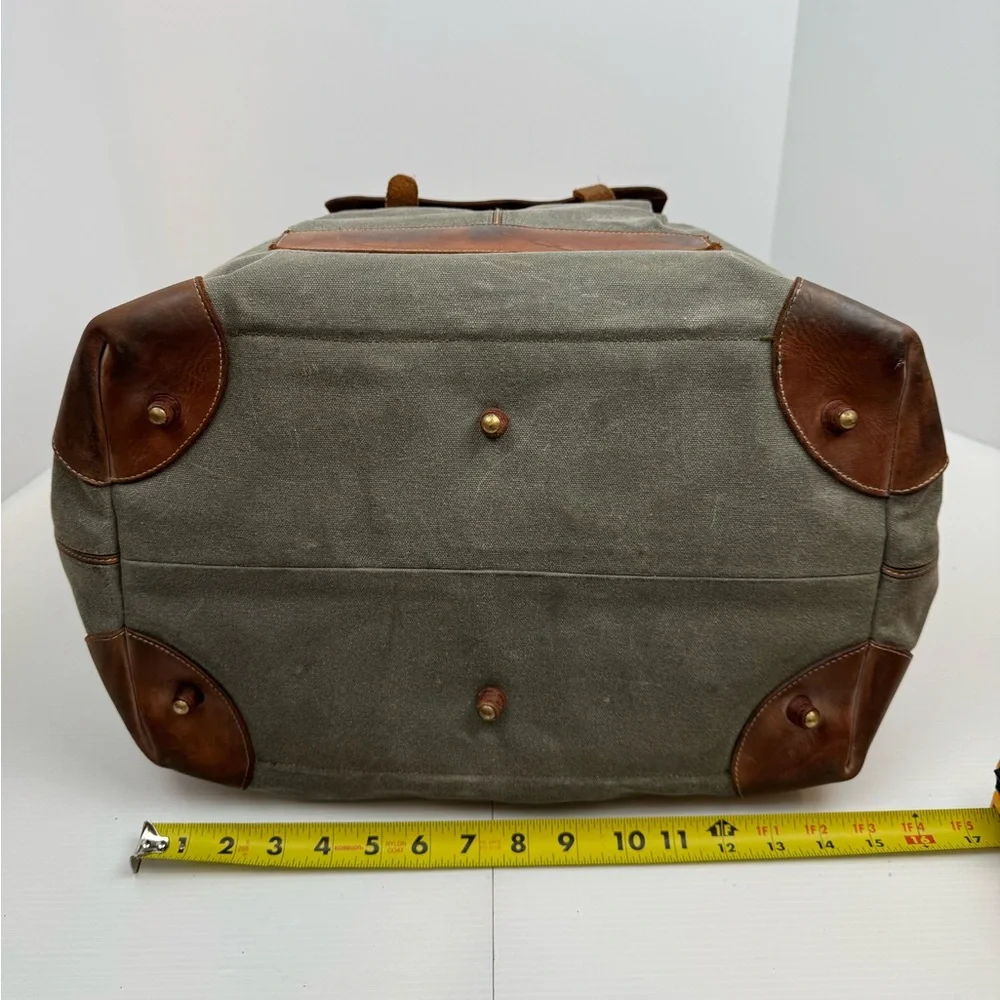 VTG Canvas Leather Trim Filson Style Duffle Bag Rugged Distressed Stained READ